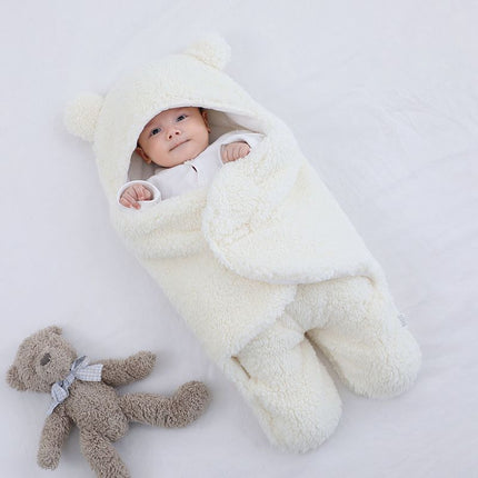 Anti-Shock Baby Swaddle Blanket – Thickened Winter Sleeping Bag – Soft Fleece Newborn Wrap for Better Sleep & Security
