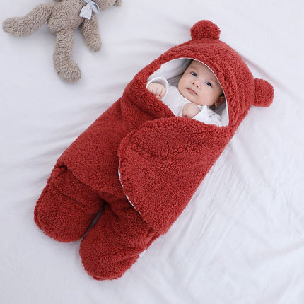 Anti-Shock Baby Swaddle Blanket – Thickened Winter Sleeping Bag – Soft Fleece Newborn Wrap for Better Sleep & Security