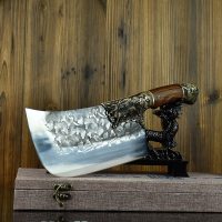 Professional Hand-Hammered Butcher Knife – High-Carbon Steel Dual-Use Meat & Bone Cleaver