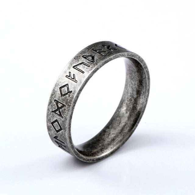 Beier 316L Stainless Steel Viking Odin Ring – Norse Rune Amulet – Vintage Warrior Jewelry for Men