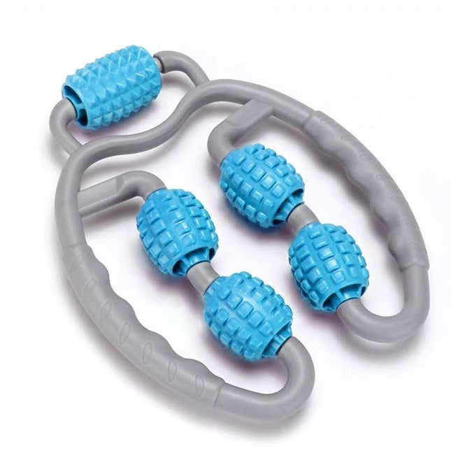 U-Shape Trigger Point Massage Roller – 360° Wrap-Around Leg & Arm Massager – 4-Wheel Muscle Roller for Recovery, Yoga & Cellulite Reduction