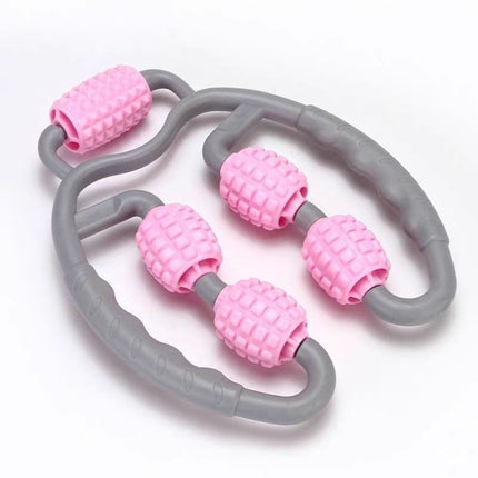 U-Shape Trigger Point Massage Roller – 360° Wrap-Around Leg & Arm Massager – 4-Wheel Muscle Roller for Recovery, Yoga & Cellulite Reduction