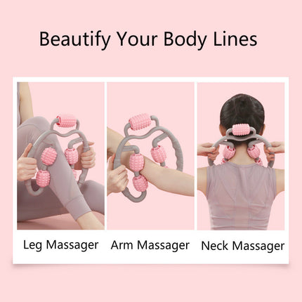 U-Shape Trigger Point Massage Roller – 360° Wrap-Around Leg & Arm Massager – 4-Wheel Muscle Roller for Recovery, Yoga & Cellulite Reduction