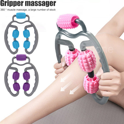U-Shape Trigger Point Massage Roller – 360° Wrap-Around Leg & Arm Massager – 4-Wheel Muscle Roller for Recovery, Yoga & Cellulite Reduction