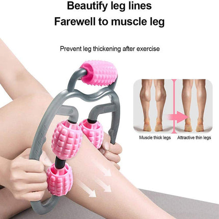 U-Shape Trigger Point Massage Roller – 360° Wrap-Around Leg & Arm Massager – 4-Wheel Muscle Roller for Recovery, Yoga & Cellulite Reduction