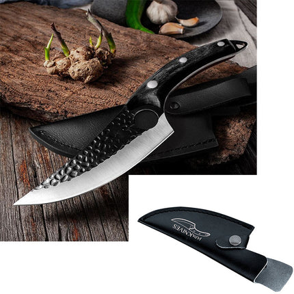 Hand-Forged Meat Cleaver & Boning Knife – High Carbon Steel Butcher Knife – Curved Skinning Knife for Hunting & Kitchen
