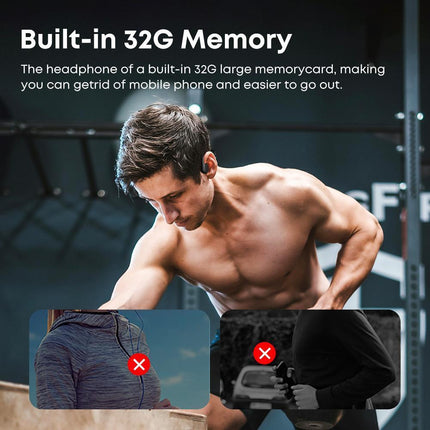 IPX8 Waterproof Swimming Headphones – 32GB Built-in MP3 Player – Bone Conduction Wireless Sports Earbuds – Bluetooth 5.3 Open-Ear Headphones for Diving & Running