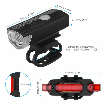 USB Rechargeable LED Bicycle Light – High Lumen Front Headlight & Rear Safety Lamp – Rainproof Cycling Light for Mountain & Road Bikes