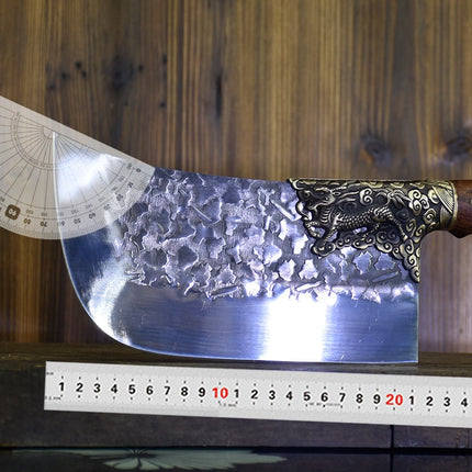 Professional Hand-Hammered Butcher Knife – High-Carbon Steel Dual-Use Meat & Bone Cleaver