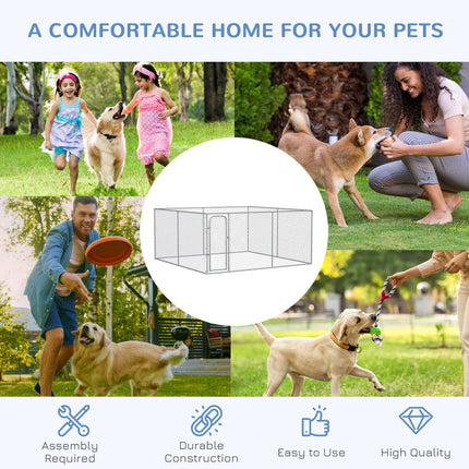 Heavy Duty Outdoor Dog Kennel – Large Metal Pet Playpen with Waterproof Roof Cover – Secure Outside Dog Exercise Pen