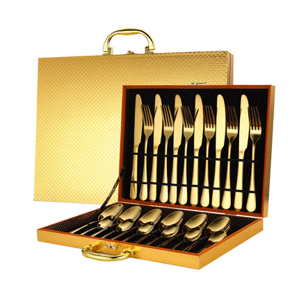 Luxury 24-Piece Stainless Steel Flatware Set – Elegant Cutlery Service for 6 – Mirror Polished Knife, Fork & Spoon Set with Gift Box