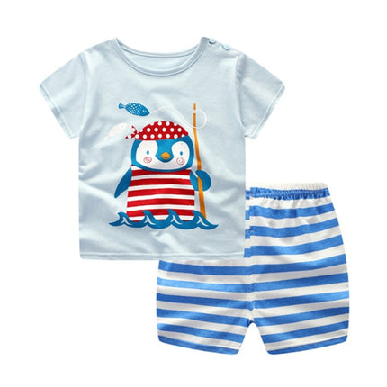 2pc Baby Summer Clothing Set – Cute Cartoon Print T-Shirt & Shorts – Soft Cotton Casual Outfit for Boys & Girls