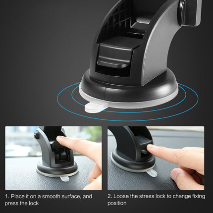 Universal Long Arm Car Phone Holder – Strong Suction Cup Dashboard & Windshield Mount – 360° Rotation Telescopic Stand for All Smartphones