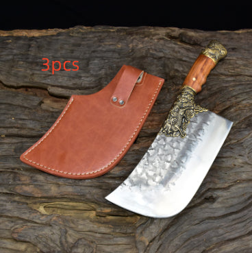 Professional Hand-Hammered Butcher Knife – High-Carbon Steel Dual-Use Meat & Bone Cleaver