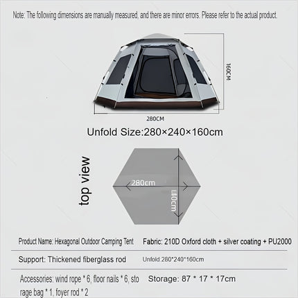 4-6 Person Instant Pop-Up Camping Tent – Automatic Quick Opening Family Tent – Waterproof & Windproof Outdoor Shelter for Hiking & Beach