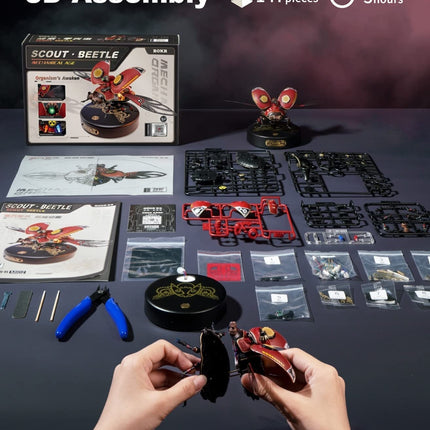 Robotime ROKR Scout Beetle 3D Mechanical Puzzle – Steampunk Style DIY Model Kit – MI02 Mechanical Insect Building Set for Adults & Teens