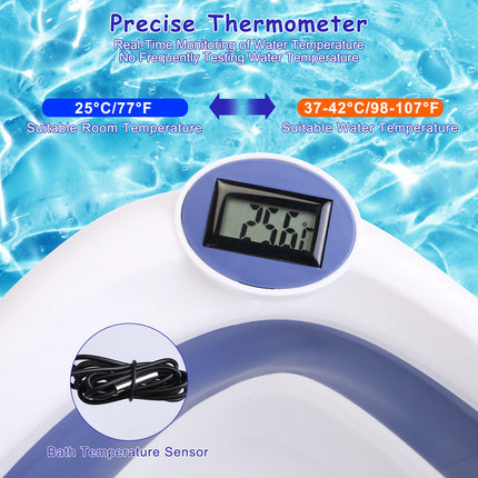 Collapsible Baby Bathtub with Real-Time Digital Thermometer – Foldable Travel-Friendly Tub for Newborn to 24 Months – Non-Slip & Non-Toxic Safety Bath