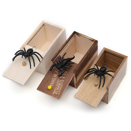 Prank Spider Scare Box – Handmade Wooden Surprise Box – Hilarious Joke Toy for Kids & Adults – Perfect for April Fool's & Parties