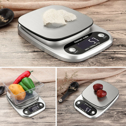 22lbs/10kg Digital Kitchen Scale – Professional Food & Diet Scale with 1g Precision – Stainless Steel Measuring Weight Balance