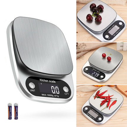 22lbs/10kg Digital Kitchen Scale – Professional Food & Diet Scale with 1g Precision – Stainless Steel Measuring Weight Balance