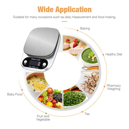 22lbs/10kg Digital Kitchen Scale – Professional Food & Diet Scale with 1g Precision – Stainless Steel Measuring Weight Balance