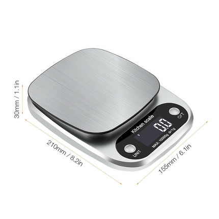 22lbs/10kg Digital Kitchen Scale – Professional Food & Diet Scale with 1g Precision – Stainless Steel Measuring Weight Balance