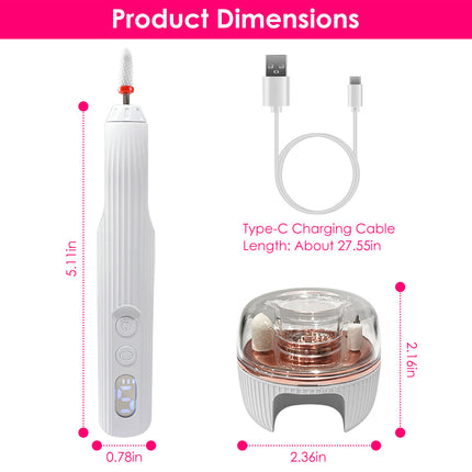 LuxeNail™ Portable E-File System – Integrated UV Dryer Base & Rechargeable Professional Drill