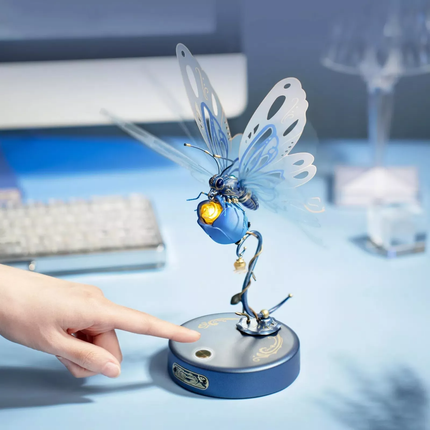 ROKR Starry Blue Mechanical Butterfly – 3D Moving Wing Model Kit – DIY Steampunk Butterfly Puzzle – Mechanical Art Gift for Adults & Teens