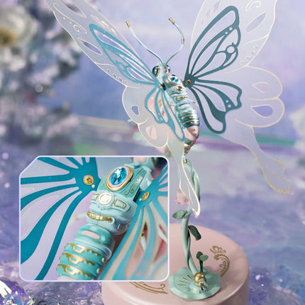 ROKR Starry Blue Mechanical Butterfly – 3D Moving Wing Model Kit – DIY Steampunk Butterfly Puzzle – Mechanical Art Gift for Adults & Teens