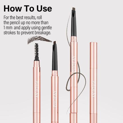 Phofay Ultra-Fine Brow Pencil – Long-Lasting Shape & Blend with Spoolie Brush