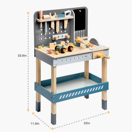 Robotime Wooden Tool Bench for Kids – Pretend Play Construction Workbench with Tools & Accessories – STEM Educational Toy for Toddlers & Preschoolers