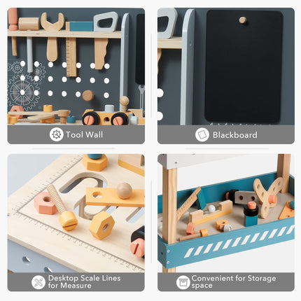 Robotime Wooden Tool Bench for Kids – Pretend Play Construction Workbench with Tools & Accessories – STEM Educational Toy for Toddlers & Preschoolers