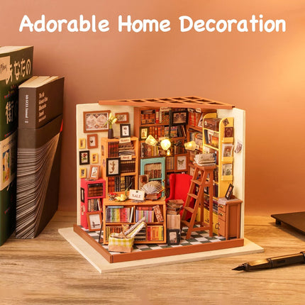 Robotime Rolife DIY Miniature Dollhouse Kit – Wooden Model Room Series with LED Lights – Creative 3D Puzzle Hobby Gift for Adults