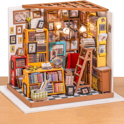 Robotime Rolife DIY Miniature Dollhouse Kit – Wooden Model Room Series with LED Lights – Creative 3D Puzzle Hobby Gift for Adults