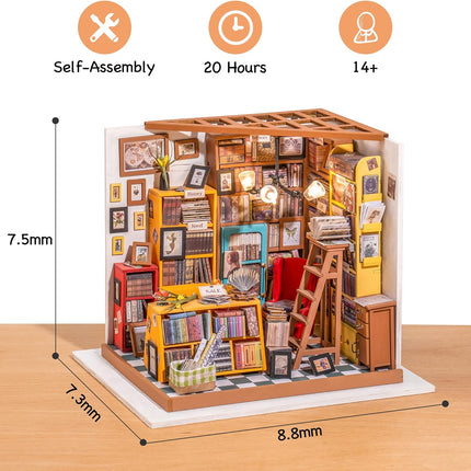 Robotime Rolife DIY Miniature Dollhouse Kit – Wooden Model Room Series with LED Lights – Creative 3D Puzzle Hobby Gift for Adults
