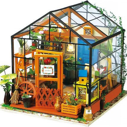 Robotime Rolife DIY Miniature Dollhouse Kit – Wooden Model Room Series with LED Lights – Creative 3D Puzzle Hobby Gift for Adults