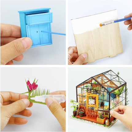 Robotime Rolife DIY Miniature Dollhouse Kit – Wooden Model Room Series with LED Lights – Creative 3D Puzzle Hobby Gift for Adults