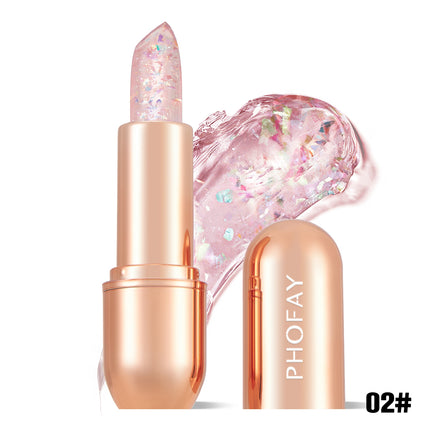 Phofay Crystal Jelly Flower Lipstick – Temperature Color-Changing Magic Lip Balm