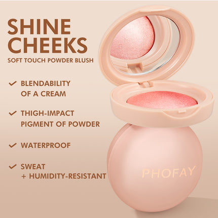 Phofay Silk Glow Powder Blush – 2-in-1 Blush & Highlighter