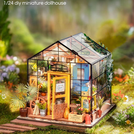 Robotime Rolife DIY Miniature Dollhouse Kit – Wooden Model Room Series with LED Lights – Creative 3D Puzzle Hobby Gift for Adults