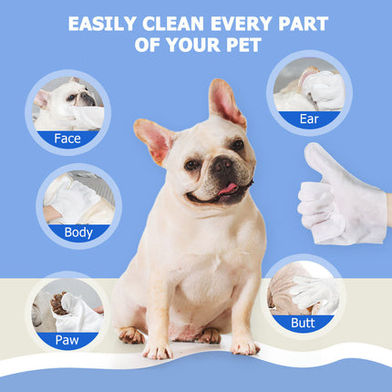 Rinse-Free Pet Grooming Glove Wipes – 6pcs Deodorizing Bathing Gloves for Dogs & Cats – No-Rinse Body & Paw Cleaning Wipes for Travel & Daily Care