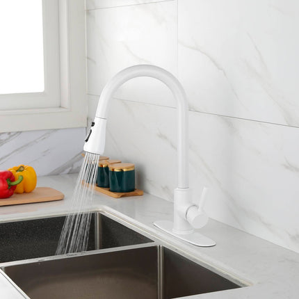 Modern High-Arc Kitchen Faucet with Pull-Out Sprayer – Dual-Mode Stream & Spray Tap – Single Handle Stainless Steel Sink Faucet
