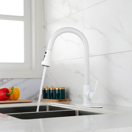 Modern High-Arc Kitchen Faucet with Pull-Out Sprayer – Dual-Mode Stream & Spray Tap – Single Handle Stainless Steel Sink Faucet
