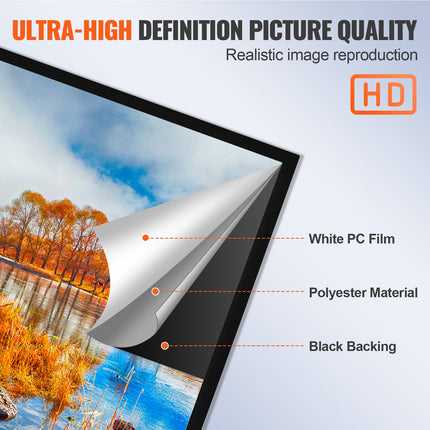 155-inch Fixed Frame Projector Screen – 16:9 4K Ultra HD Movie Screen – Wall-Mounted Professional Cinema Screen for Home Theater & Gaming