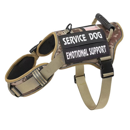 Tactical Service Dog Harness with Control Handle – No-Pull Adjustable Reflective Pet Vest – Heavy Duty Training Harness for Easy Walking