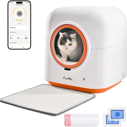 60L Smart Automatic Cat Litter Box – WiFi App Control & Monitoring – Ionic Deodorization & Infrared Safety Sensors – Self-Cleaning Robot for Multiple Cats