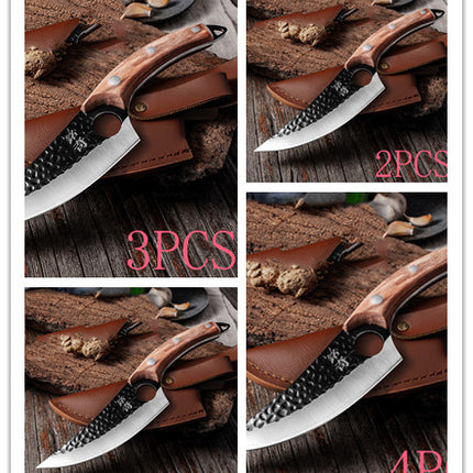 Hand-Forged Boning Knife – High Carbon Steel Butcher Knife for Meat Cleaving – Full Tang Kitchen & Outdoor Camping Knife