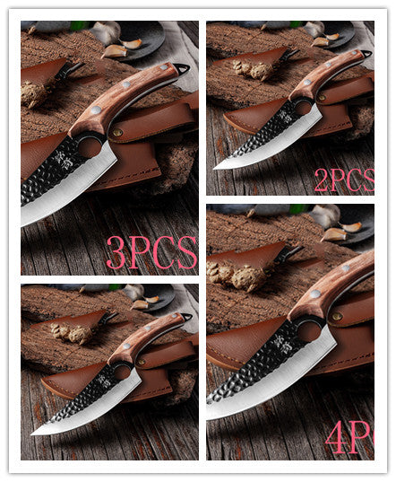 Hand-Forged Boning Knife – High Carbon Steel Butcher Knife for Meat Cleaving – Full Tang Kitchen & Outdoor Camping Knife