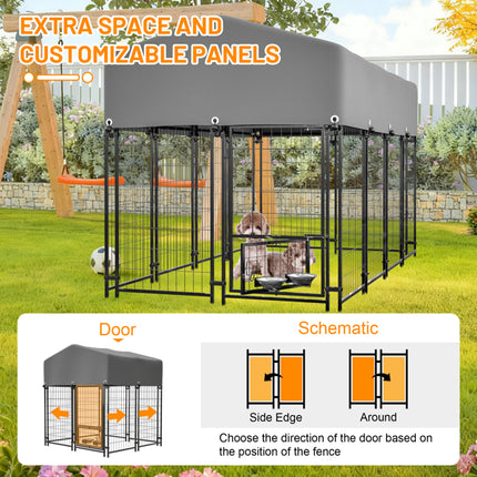 Compact Outdoor Dog Kennel with Roof – Heavy Duty Welded Wire Pet Crate – All-Weather UV-Resistant Enclosure for Small & Medium Dogs