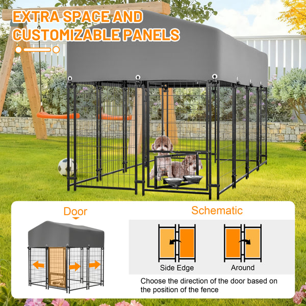 Compact Outdoor Dog Kennel with Roof – Heavy Duty Welded Wire Pet Crate – All-Weather UV-Resistant Enclosure for Small & Medium Dogs